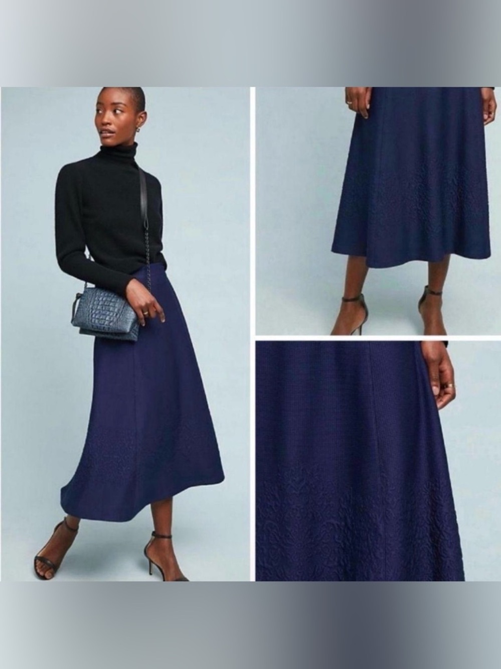 Maeve Navy Midi Skirt